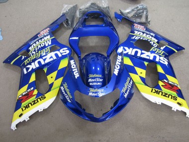 Blau Gelb Telefonia Movistar GSXR 600 K1 K2 K3 2001-2003 Verkleidungen