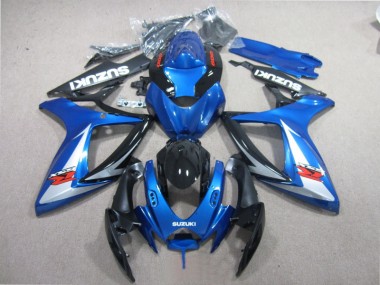 Blau Schwarz Weiß GSXR 600 K6 2006-2007 Verkleidungen