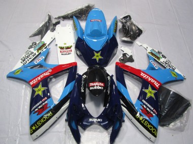 Blau Weiß Rockstar Makita GSXR 600 K6 2006-2007 Verkleidungen