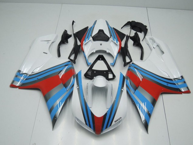 Blau Weiß Rot Ducati 848 1098 1198 2007-2014 Verkleidungen Blau Weiß Rot Ducati 848 1098 1198 2007-2014 Verkleidungen