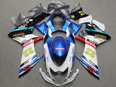 Blau Weiß Rot Rockstar 22 GSXR 600 K11 2011-2024 Verkleidungen