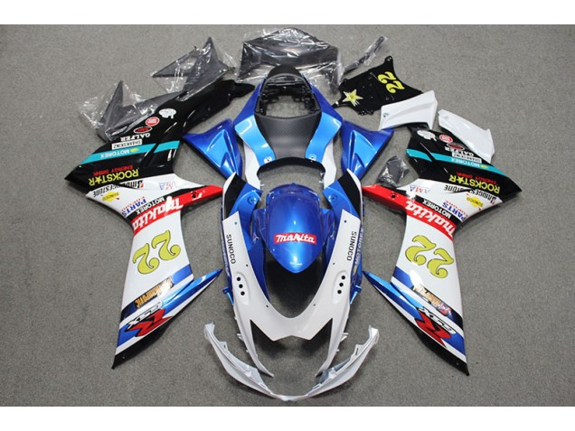 Blau Weiß Rot Rockstar 22 GSXR 600 K11 2011-2024 Verkleidungen Blau Weiß Rot Rockstar 22 GSXR 600 K11 2011-2024 Verkleidungen