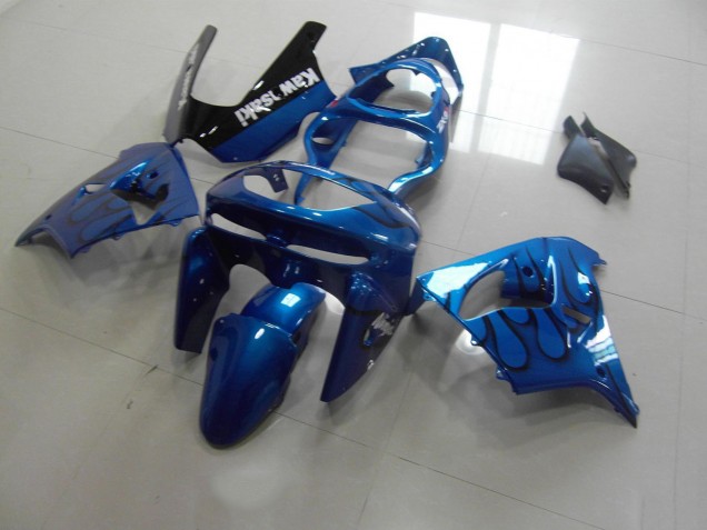 Blau schwarze Flamme ZX9R 1998-1999 Verkleidungen Blau schwarze Flamme ZX9R 1998-1999 Verkleidungen
