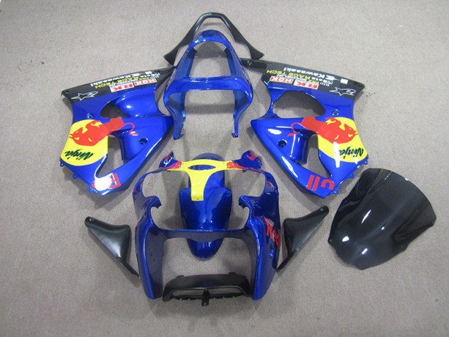 Blaur Rot Bull Ninja ZX6R 2000-2002 Verkleidungen Blaur Rot Bull Ninja ZX6R 2000-2002 Verkleidungen