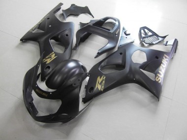 Ganz Matt Schwarz mit goldenem Aufkleber GSXR 1000 K1 2000-2002 Verkleidungen