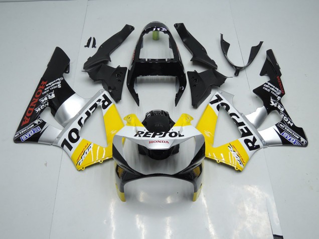 Gelb Silber Schwarz Repsol CBR 900 RR 929 2000-2001 Verkleidungen