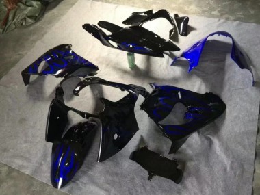 Glänzend Schwarz Blau Flamme ZX9R 2000-2001 Verkleidungen