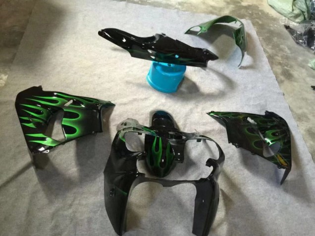 Glänzend Schwarze Grüne Flamme ZX9R 2002-2003 Verkleidungen Glänzend Schwarze Grüne Flamme ZX9R 2002-2003 Verkleidungen