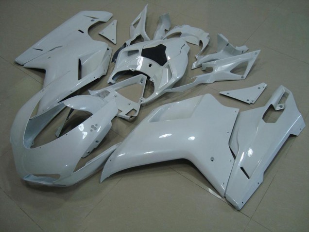 Glänzend Weiß Ducati 848 1098 1198 2007-2014 Verkleidungen Glänzend Weiß Ducati 848 1098 1198 2007-2014 Verkleidungen