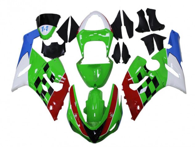 Grün Rot Weiß Blau ZX6R 2005-2006 Verkleidungen Grün Rot Weiß Blau ZX6R 2005-2006 Verkleidungen