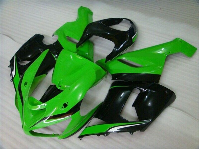 Grün Weiß Schwarz ZX6R 2005-2006 Verkleidungen
