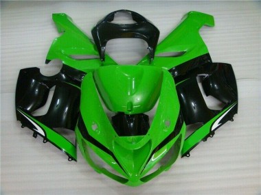 Grün Weiß Schwarz ZX6R 2005-2006 Verkleidungen