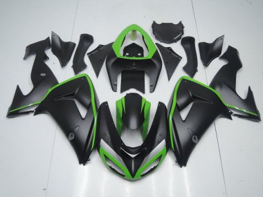 Matt Schwarz mit Grünem Streifen ZX10R 2006-2007 Verkleidungen