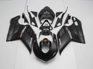 Matt Schwarz mit Weißen Aufklebern Ducati 848 1098 1198 2007-2014 Verkleidungen