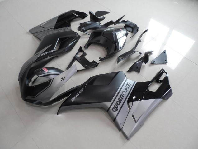 Matt Schwarzer Silber OEM Stil Ducati 848 1098 1198 2007-2014 Verkleidungen Matt Schwarzer Silber OEM Stil Ducati 848 1098 1198 2007-2014 Verkleidungen