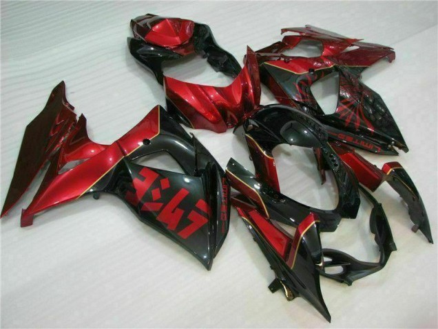 Rot Flamme Schwarz GSXR 1000 K9 2009-2016 Verkleidungen Rot Flamme Schwarz GSXR 1000 K9 2009-2016 Verkleidungen