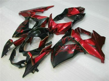 Rot Flamme Schwarz GSXR 1000 K9 2009-2016 Verkleidungen