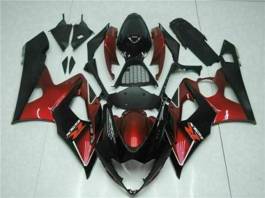 Rot Schwarz GSXR 1000 K5 2005-2006 Verkleidungen Komplett Sets