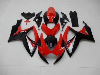 Rot Schwarz GSXR 600 / 750 K6 2006-2007 Verkleidungen Komplett Sets