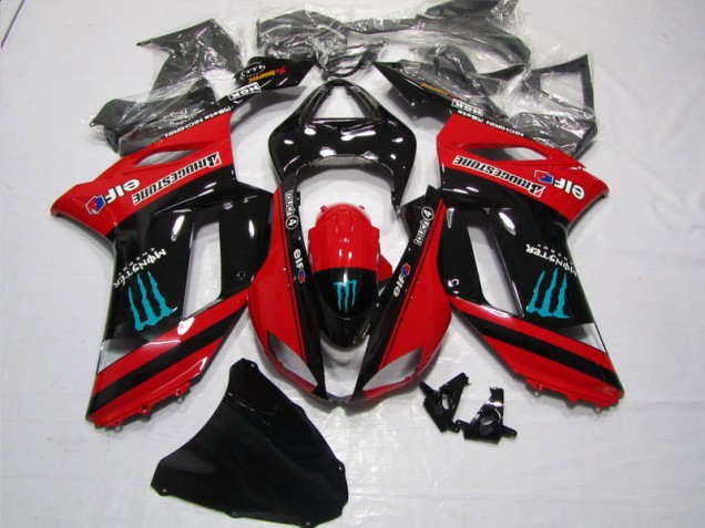Rot Schwarz Monster ZX6R 2007-2008 Verkleidungen Rot Schwarz Monster ZX6R 2007-2008 Verkleidungen