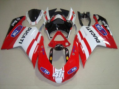 Rot Weiß 46 Ducati 848 1098 1198 2007-2014 Verkleidungen