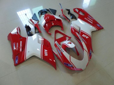 Rot Weiß Air Ducati 848 1098 1198 2007-2014 Verkleidungen
