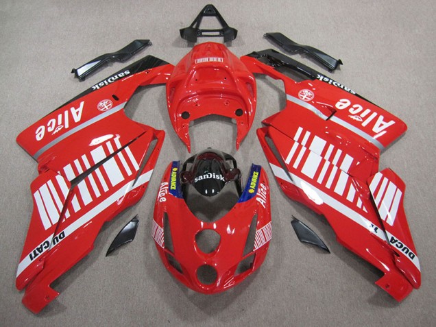 Rot Weiß Alice SUndisk Ducati 749 2005-2006 Verkleidungen Rot Weiß Alice SUndisk Ducati 749 2005-2006 Verkleidungen