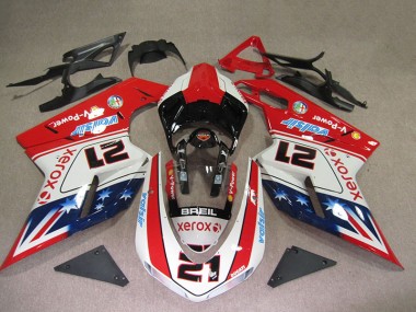 Rot Weiß Breil Xerox 21 Ducati 1098 2007-2014 Verkleidungen