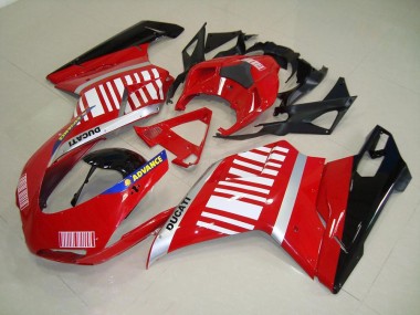 Rot Weiß Ducati 848 1098 1198 2007-2014 Verkleidung