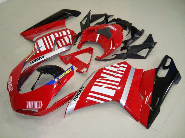 Rot Weiß Ducati 848 1098 1198 2007-2014 Verkleidung Rot Weiß Ducati 848 1098 1198 2007-2014 Verkleidung