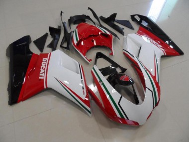 Rot Weiß Ducati 848 1098 1198 2007-2014 Verkleidungen