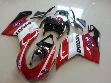 Rot Weiß Ducati 848 1098 1198 2007-2014 Verkleidungen & Plastik