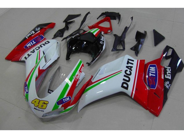 Rot Weiß Gelb 46 Ducati 848 1098 1198 2007-2014 Verkleidungen Rot Weiß Gelb 46 Ducati 848 1098 1198 2007-2014 Verkleidungen