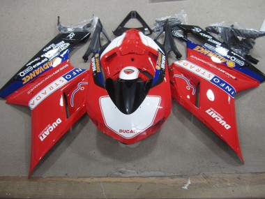 Rot Weiß Info Strada Ducati 1098 2007-2014 Verkleidungen