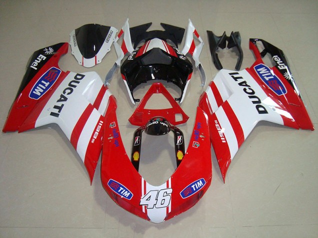 Rot Weiß Tim 46 Ducati 1098 2007-2014 Verkleidungen Rot Weiß Tim 46 Ducati 1098 2007-2014 Verkleidungen