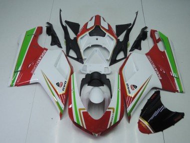 Rot Weiß Und Grün Ducati 848 1098 1198 2007-2014 Verkleidungen