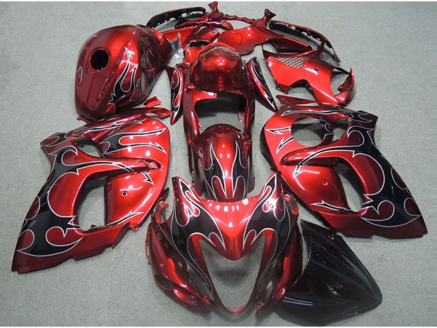 Rot mit Schwarz Flamme GSXR 1300 Hayabusa 1996-2007 Verkleidungen Rot mit Schwarz Flamme GSXR 1300 Hayabusa 1996-2007 Verkleidungen