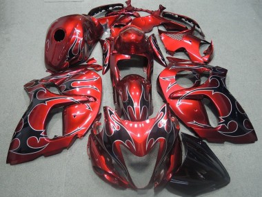 Rote Schwarz Flamme GSXR 1300 Hayabusa 2008-2019 Verkleidungen