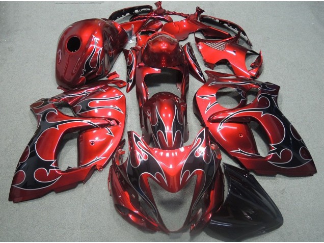 Rote Schwarz Flamme GSXR 1300 Hayabusa 2008-2019 Verkleidungen