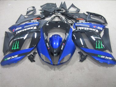 Schwarz Blaus Monster ZX6R 2007-2008 Verkleidungen