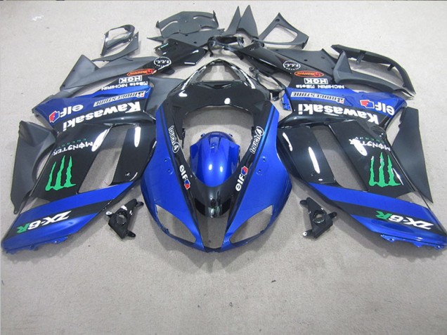 Schwarz Blaus Monster ZX6R 2007-2008 Verkleidungen Schwarz Blaus Monster ZX6R 2007-2008 Verkleidungen
