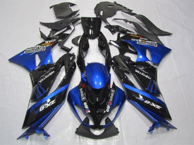 Schwarz Blaus Monster ZX6R 2009-2012 Verkleidungen