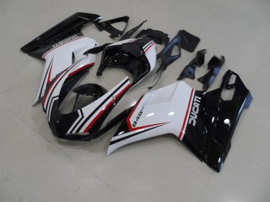 Schwarz Dreifarbig Ducati 848 1098 1198 2007-2014 Verkleidungen