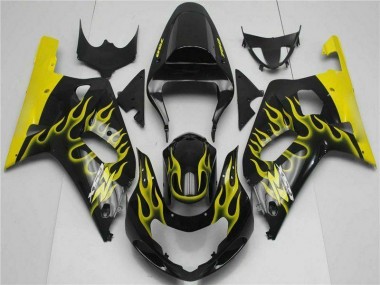 Schwarz GSXR 600 / 750 K1 K2 K3 2001-2003 Verkleidungen Komplett Sets
