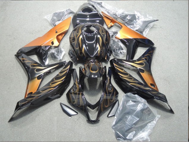 Schwarz Gold Flamme CBR 1000 RR 2004-2005 Verkleidungen