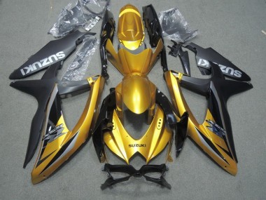 Schwarz Gold GSXR 600 K8 2008-2010 Verkleidungen