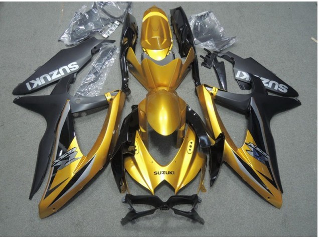 Schwarz Gold GSXR 600 K8 2008-2010 Verkleidungen