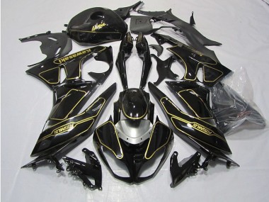 Schwarz Gold ZX6R 2009-2012 Verkleidungen