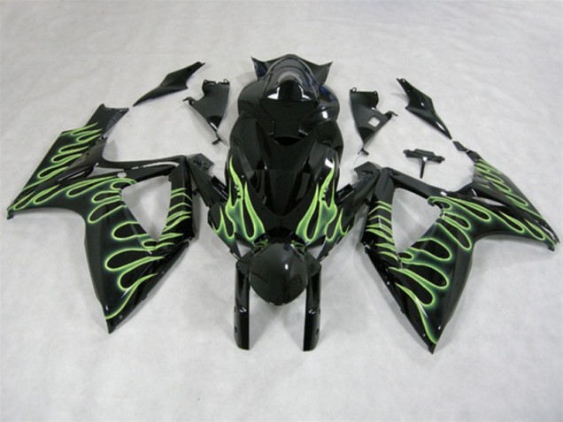 Schwarz Grün Flamme GSXR 600 K6 2006-2007 Verkleidungen