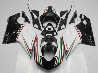 Schwarz Grün und Weiß Ducati 848 1098 1198 2007-2014 Verkleidungen